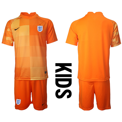 Camiseta Inglaterra Portero Segunda Equipación Replica Mundial 2022 para niños mangas cortas (+ Pantalones cortos)